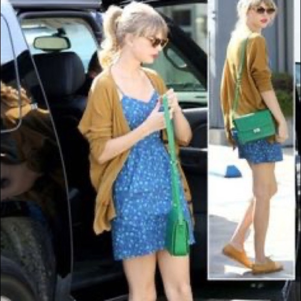 Taylor Swift Madewell Floral Rosette Blue Dress 2 - Picture 1 of 9